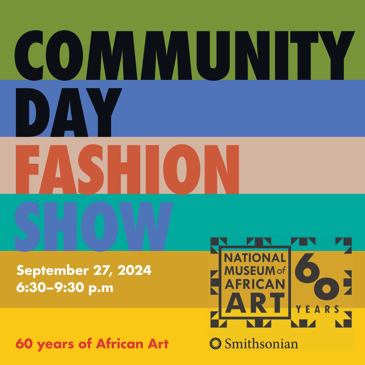 si_africanart's tweet image. Celebrate 60 years of African Art! Enjoy a fashion show on Friday September 27 and a full day of programming on Saturday September 28! Fashion show begins Friday promptly at 7pm. For more information: linktr.ee/smithsonianafr…