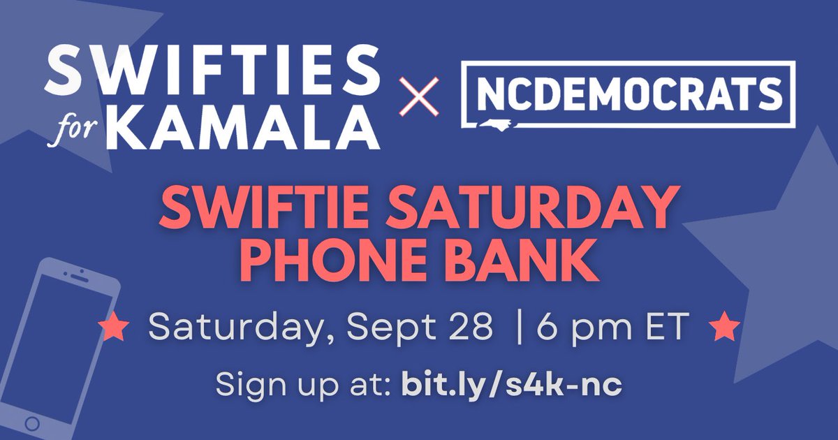 Swifties4Hope's tweet photo. Are you feeling 22? You should because it’s 22 days until early voting in North Carolina! 🗳️

Whether you live in the swing state or elsewhere in the U.S., call NC voters with us on Saturday, September 28 at 6 pm ET. A training will be provided 🫶

Sign up at the link in our bio! https://t.co/tj4axff8jq