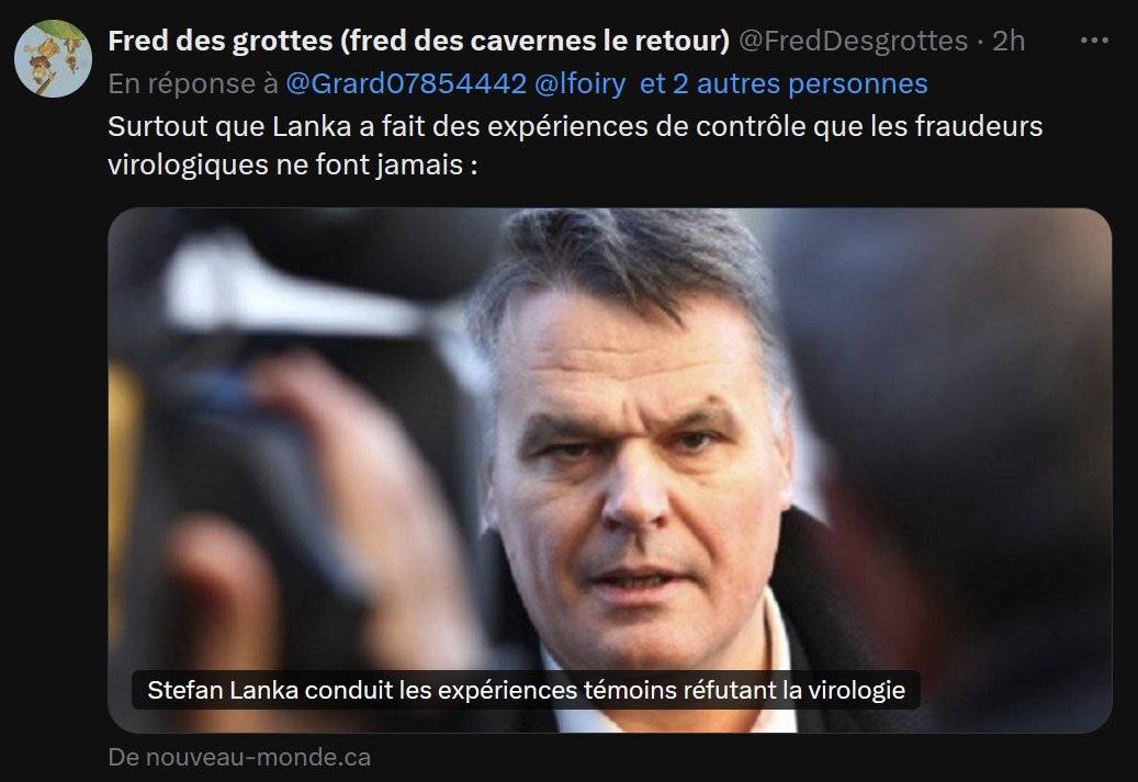lfoiry's tweet photo. Les biologistes ne feraient jamais d'expériences contrôles! L'antivax Stefan Lanka aurait même montré qu'elles réfuteraient en réalité la virologie.

Comme je n'aborde pas ce point dans le livre, je vais revenir sur cette énième entourloupe de Lanka dans ce thread.

👇 https://t.co/x9YyTtfXCI