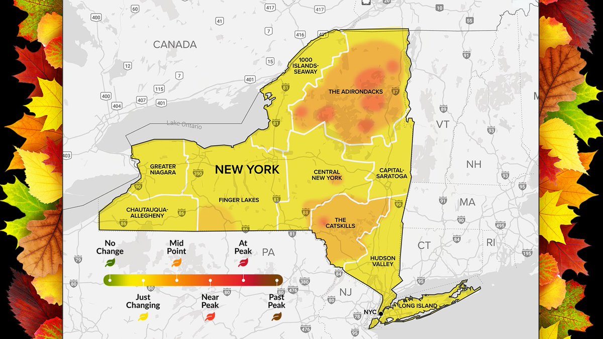I_LOVE_NY's tweet photo. Week 3️⃣ of our Fall Foliage report is out now! 🍂 Stunning autumn hues continue to spread across New York State, with near-peak foliage in the Adirondacks and the Catskills at their midpoint of change. See the full report: https://t.co/qLS8ykgIM2 https://t.co/4iql1jT3wV