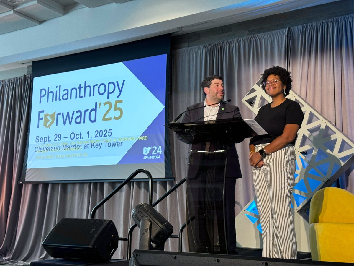 PhilanthropyOH's tweet photo. And that’s a wrap! Thank you board members Ben Kroeck &amp; Britt Lovett for closing us out &amp; announcing Philanthropy Forward ‘25 in Cleveland Sept. 29 - Oct. 1, 2025 at Key Tower! #PhilFWD25 https://t.co/zwLpuOHH3S
