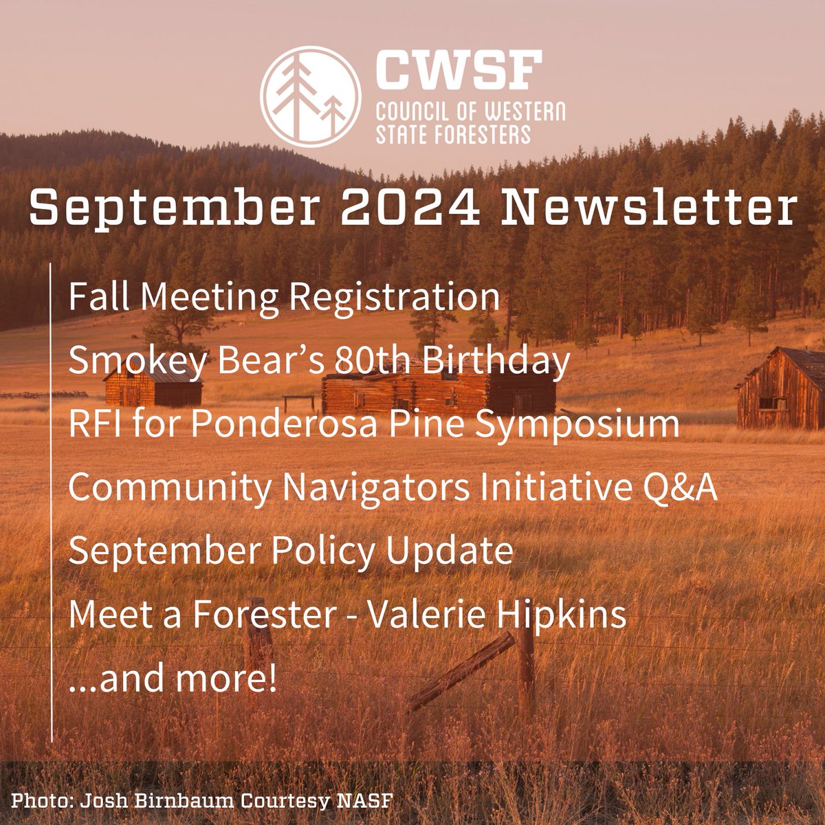 CWSF (@westernforester) on Twitter photo 📰Our September newsletter has arrived! This edition includes our new leadership roster, Meet a Forester w/ Valerie Hipkins, a look back at <a href="/smokey_bear/">Smokey Bear</a>'s 80th birthday🐻🎂, a feature from <a href="/NevadaForestry/">Nevada Division of Forestry</a> & <a href="/WyoStForestry/">Wyoming State Forestry Division</a>, policy updates, & more! conta.cc/4dtmulW 📰Our September newsletter has arrived! This edition includes our new leadership roster, Meet a Forester w/ Valerie Hipkins, a look back at <a href="/smokey_bear/">Smokey Bear</a>'s 80th birthday🐻🎂, a feature from <a href="/NevadaForestry/">Nevada Division of Forestry</a> & <a href="/WyoStForestry/">Wyoming State Forestry Division</a>, policy updates, & more! conta.cc/4dtmulW