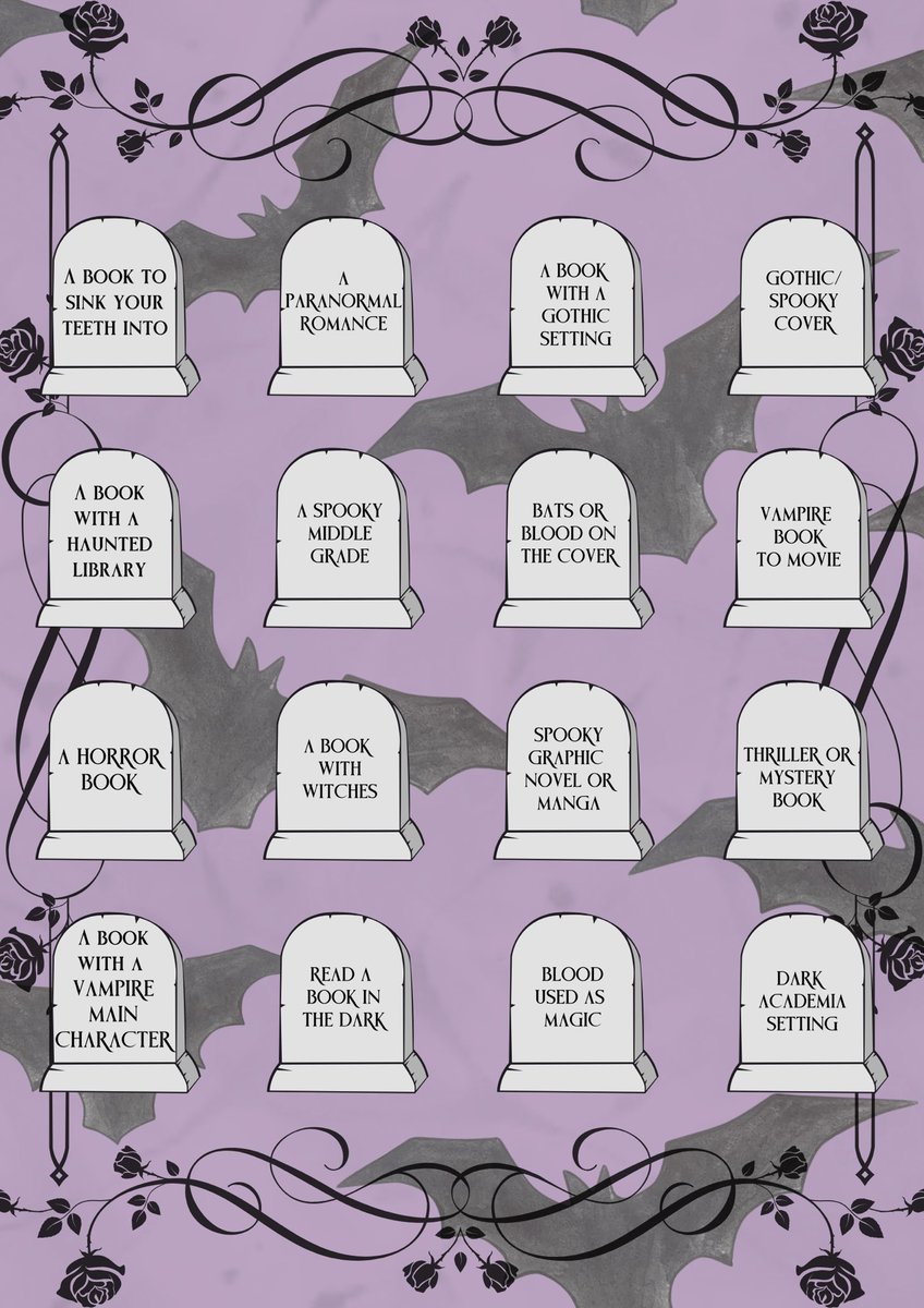 Vampathon Reading Prompts!

You can also use this to cut out the headstones for your reading journals etc 🦇🪦