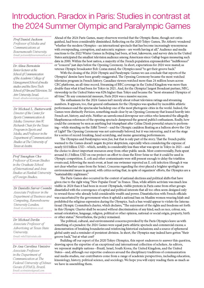 "The 2024 Games were equal parts athletic spectacle and commercial excess; a demonstration of breaking boundaries and reinforcing historical exclusions; and a source of ephemeral global unity and a reminder of persistent division." Read the essays: olympicanalysis.org.
