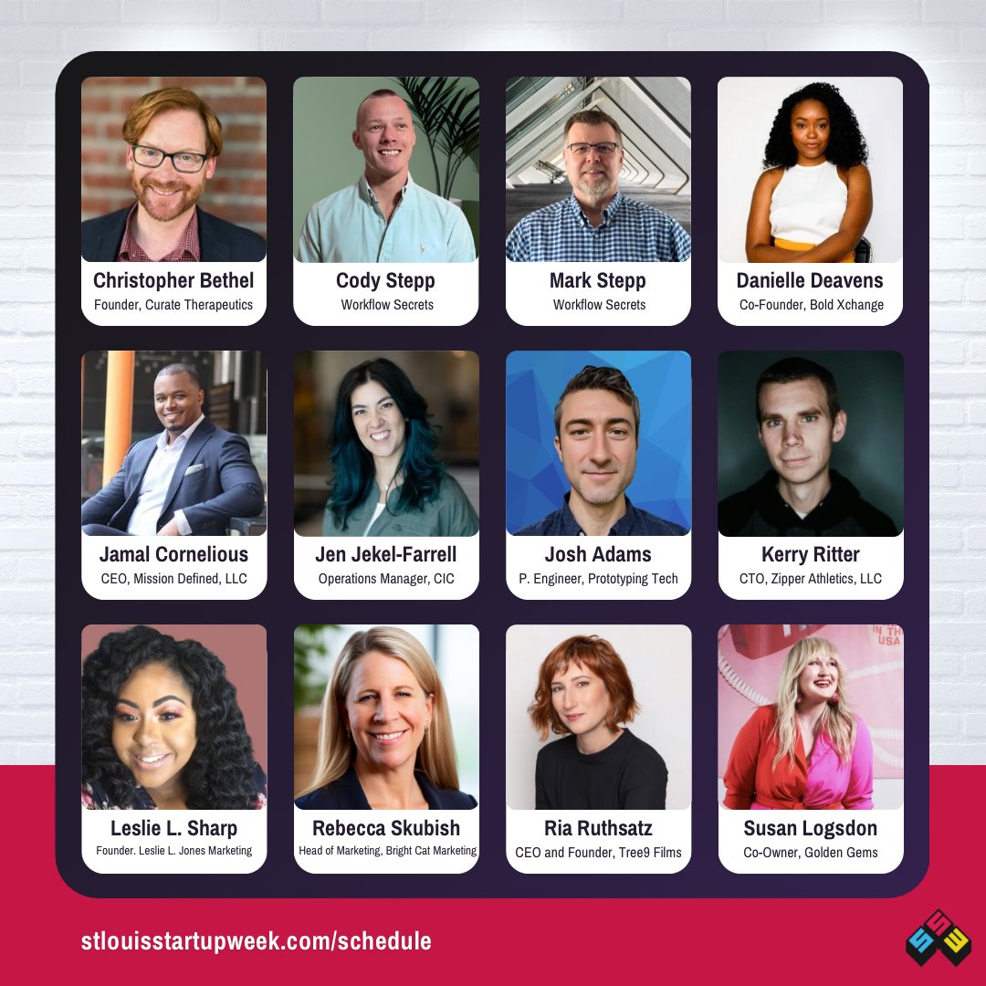 STLStartupWeek's tweet photo. ๐จ Meet the STL Startup Week 2024 speakers! ๐จ
These speakers represent a diverse group of leaders across industries who are ready to help you venture boldly in your entrepreneurial journey.
๐ Register now:
#STLStartupWeek #stlmade https://t.co/Zk0yW6tpGm https://t.co/oyf27Ar3Lh