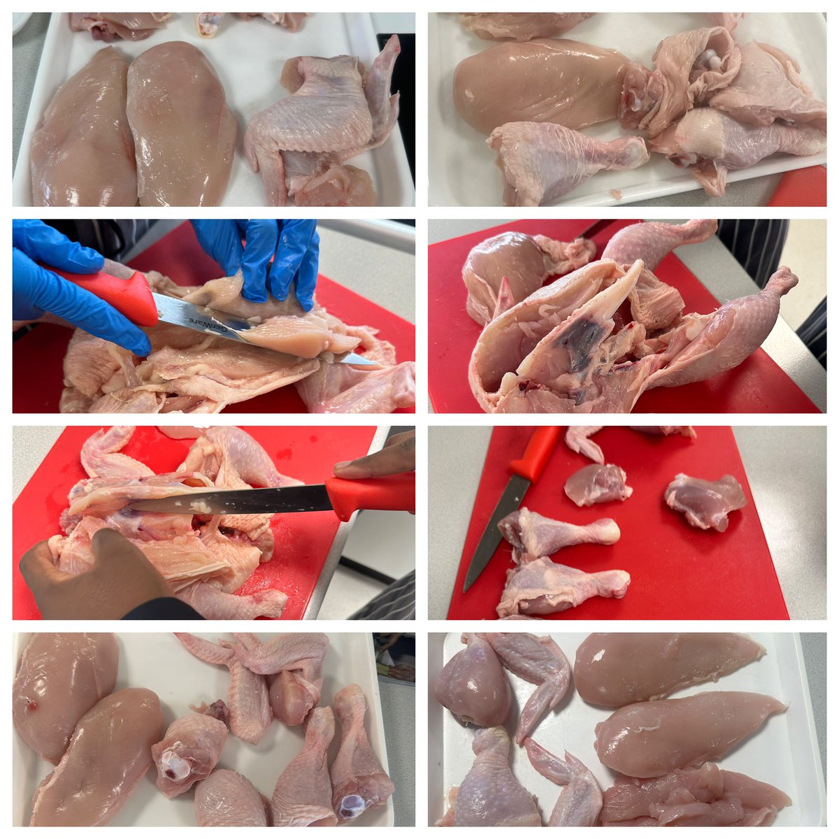 NovaCooks's tweet image. Y11 had to push through the pain barrier today to overcome their fears! But once into the swing of things….some fantastic results. #butchery #portioning #chicken Marinated the wings/thighs/drumsticks overnight to BBQ tomorrow and will make a curry with breast meat.