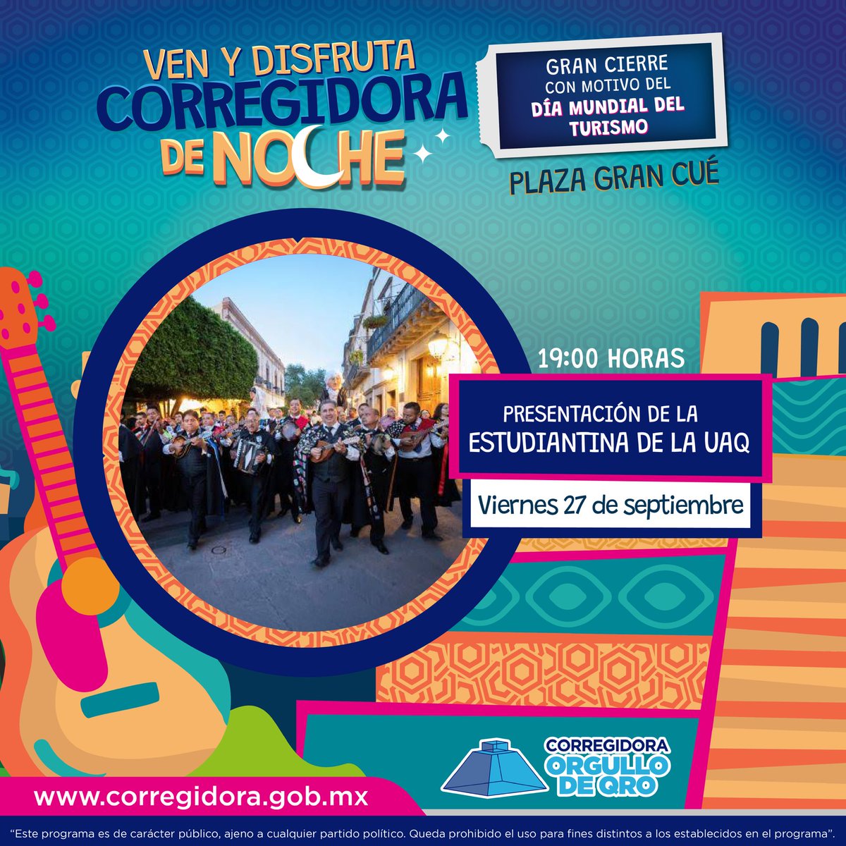 MpioCorregidora's tweet photo. Este fin de semana será el ¡gran cierre! de #CorregidoraDeNoche, las y los invitamos a disfrutar de las actividades que habrá el viernes a partir de las 18:00 horas. #ConoceCorregidora #OrgulloDeQro https://t.co/JAvDqZmbBq