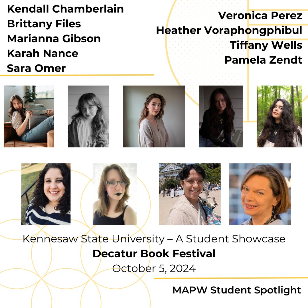 Kennesaw State MAPW (@kenn_state_mapw) on Twitter photo ๐ซMAPW is getting their write on! ๐ซ
Some of our MAPW students will read at the Decatur Book Festival next week! #getyourwriteon
๐๐ฒ๐ป๐ป๐ฒ๐๐ฎ๐ ๐ฆ๐๐ฎ๐๐ฒ ๐จ๐ป๐ถ๐๐ฒ๐ฟ๐๐ถ๐๐ โ ๐ ๐ฆ๐๐๐ฑ๐ฒ๐ป๐ ๐ฆ๐ต๐ผ๐๐ฐ๐ฎ๐๐ฒ
Saturday, October 5
11:15 AM-12:15 PM
The Reading Room ๐ซMAPW is getting their write on! ๐ซ
Some of our MAPW students will read at the Decatur Book Festival next week! #getyourwriteon
๐๐ฒ๐ป๐ป๐ฒ๐๐ฎ๐ ๐ฆ๐๐ฎ๐๐ฒ ๐จ๐ป๐ถ๐๐ฒ๐ฟ๐๐ถ๐๐ โ ๐ ๐ฆ๐๐๐ฑ๐ฒ๐ป๐ ๐ฆ๐ต๐ผ๐๐ฐ๐ฎ๐๐ฒ
Saturday, October 5
11:15 AM-12:15 PM
The Reading Room