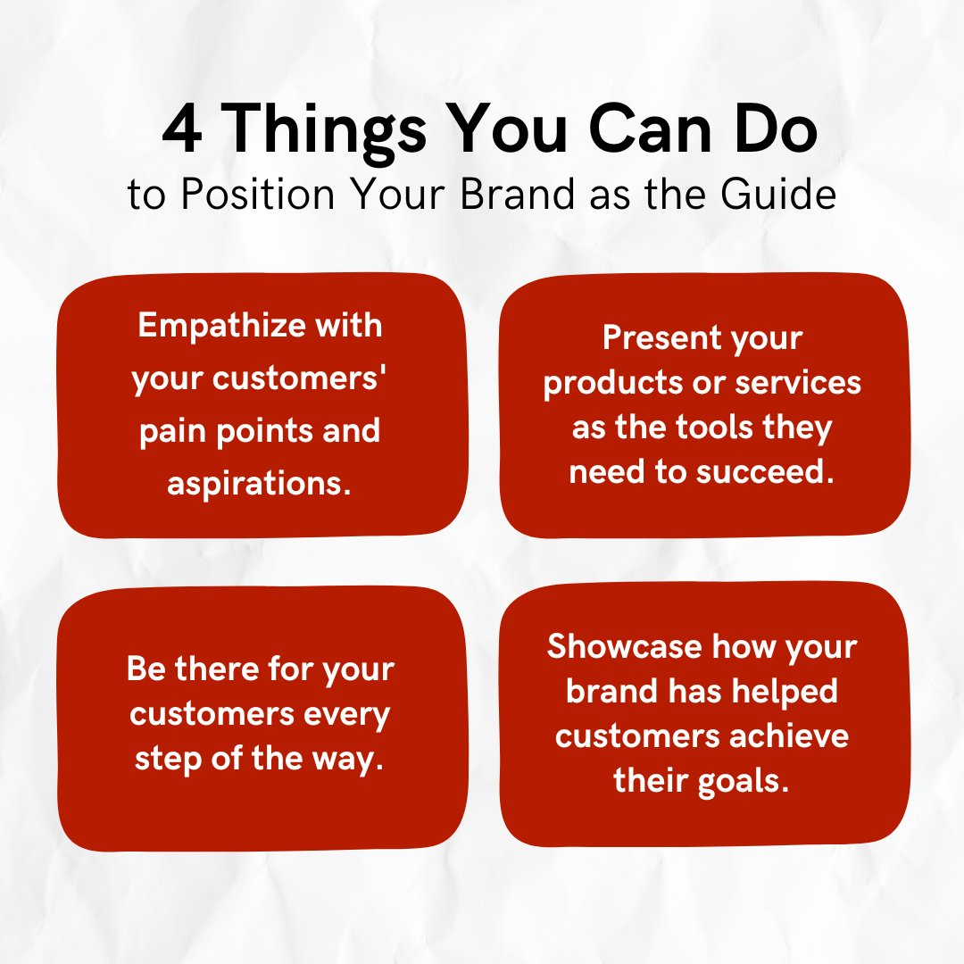 REBLMarketing's tweet photo. Your brand's role is to be your customers' trusted GUIDE, helping them overcome challenges and achieve their goals.
If you'd like to learn more about how to position your brand as the guide, let's chat: https://t.co/7dsSehrSM0
#b2bmarketing #b2bmarketingtips #b2b https://t.co/QMLfGMFCrd