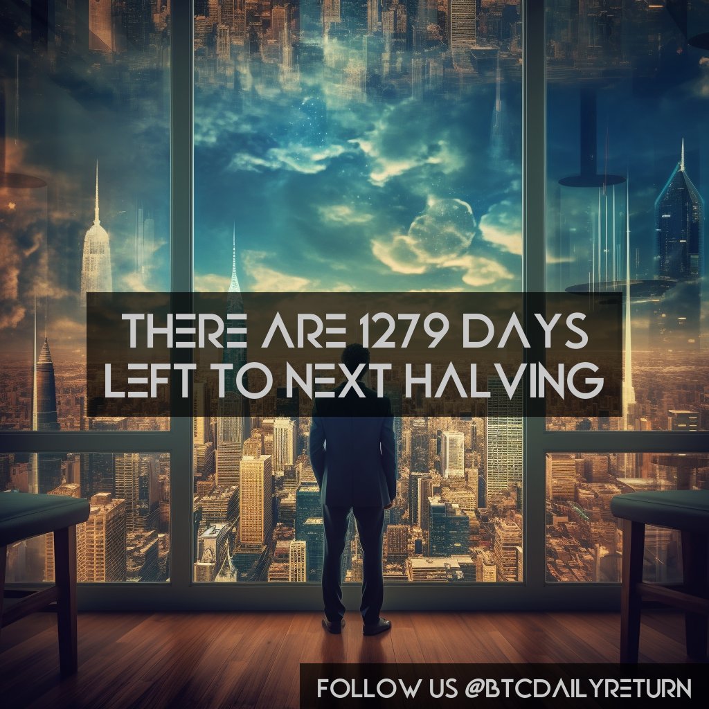 btcdailyreturn's tweet photo. There are 1279 days left to next halving! #BTC #HalvingEvent https://t.co/oaIskUYkmA