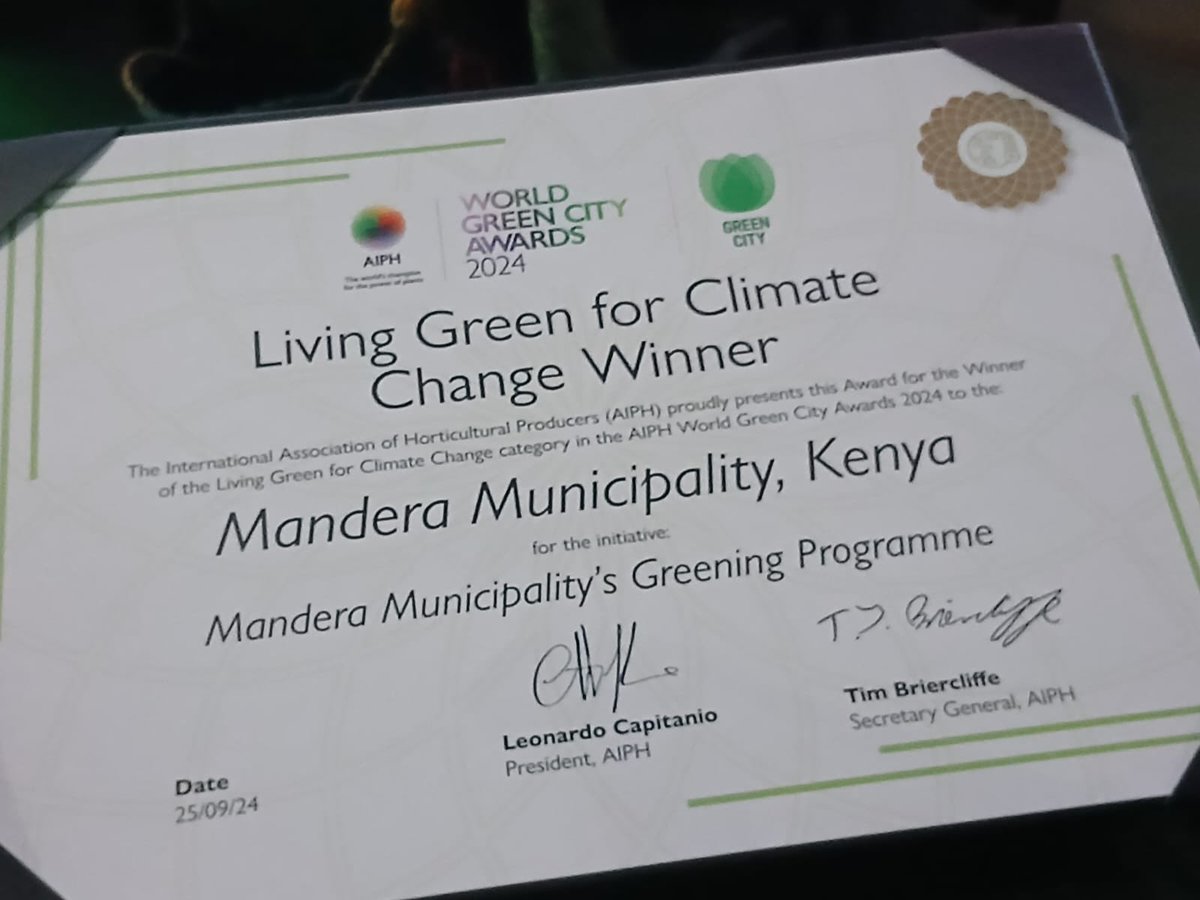 adanafk's tweet photo. Congratulations @ManderaMunicipa for winning World Green City Award 2024 @AIPHGreenCity @KTNNewsKE Thanks to the @citizentvkenya for publicizing Mandera greening program @JamilaMohamed https://t.co/4r3jZbR9pC