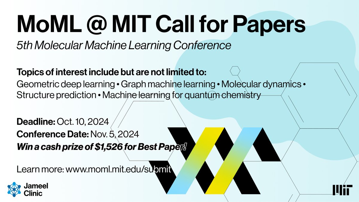 AIHealthMIT's tweet image. The deadline for paper submissions to #MoML2024 is fast approaching! Submit your paper by Thursday, Oct. 10! Authors of accepted papers receive FREE admission 🎟️ to #MoML and have the chance to win a cash prize 💰 for Best Paper! moml.mit.edu/submit