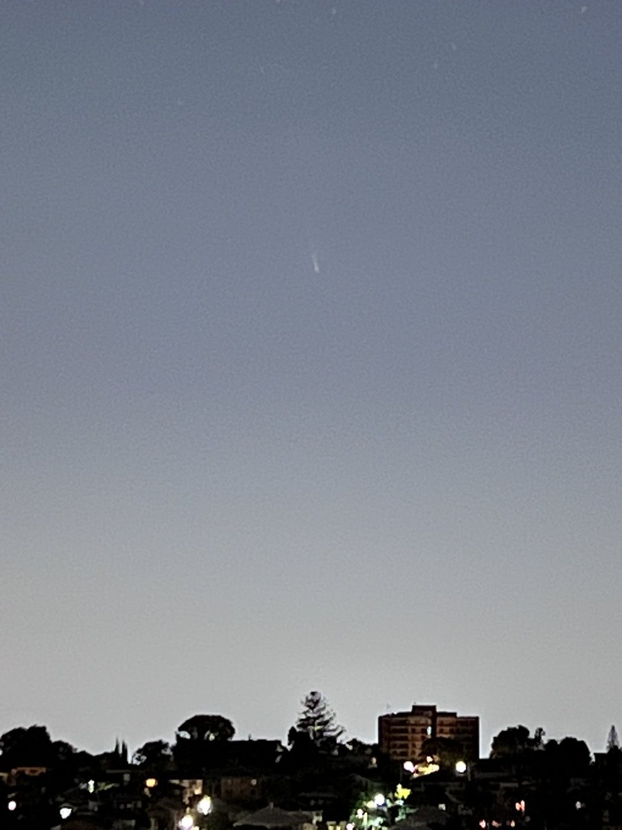 tang_kaijie's tweet image. I guess no one tried to capture this comet C/2023 A3 (Tsuchinshan-ATLAS) with a mobile phone🤣except me. 
⏰ Time: 26 Sep, around 4:30 am
📱 Device: iPhone13 Promax.
 🌏 Location: Brisbane, Bortle 8-9

@UQ_News @NASA @Apple @tim_cook