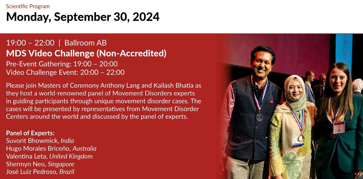 Hold your horses for one of the most fascinating &amp; exciting sessions of  #MDSCongress.."MDS Video  Challenge" where Evergreen, fantastic masters of ceremony Anthony Lang &amp; <a href="/kailashbhatia/">Kailash Bhatia,</a> host a lovely evening with panel of experts to discuss interesting cases around the world..