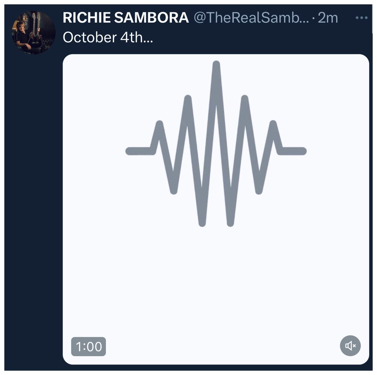 mitchlafon's tweet photo. NEW RICHIE SAMBORA MUSIC coming OCTOBER 4th. 

This is NOT A DRILL.

This is REAL WORLD

GET EXCITED!!!

@TheRealSambora https://t.co/qLpQ8HComv