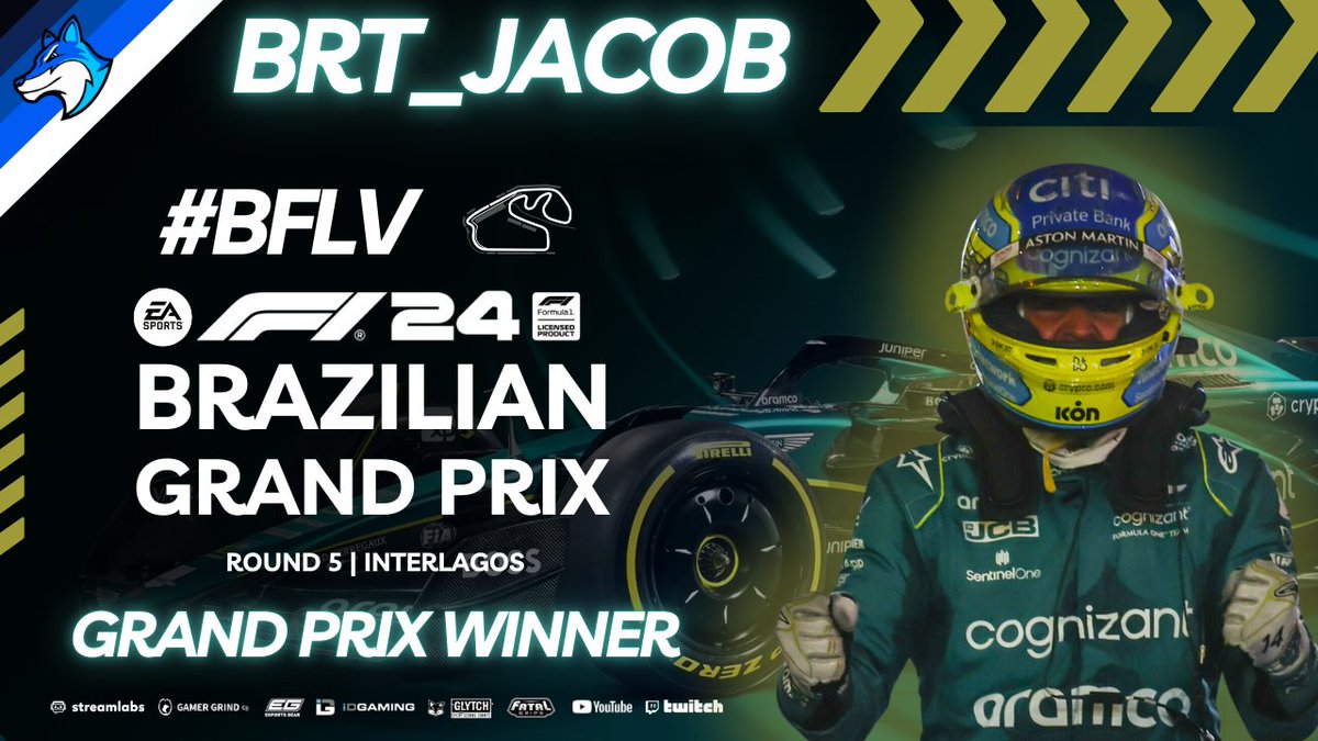 SS_Bluefoxx's tweet photo. BLUEFOXX F1 LEAGUE MADE HISTORY...

☑️ AJ first podium in BFL 
☑️ KINGY first points EVER in rookie season

@DSL_SENNA94 giving up his P3 to allow AJ through in the most incredible form of sportsmanship ever seen

Momentous. 🇧🇷

#BFL #BFLV #twitch #f1 #F1League #f124 #BrazilGP https://t.co/bzzT8MZ3cQ