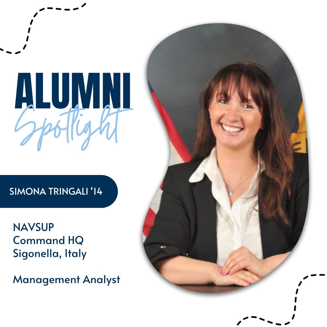 ODUAlumni's tweet photo. Simona Tringali '14 , As an international student from Italy, Simona embraced opportunities like MUN, NATO Simulation, & the Women’s Center’s support. Now a Management Analyst at NAVSUP HQ in Italy, she continues to give back to ODU, her "second home."
#ODUAlumni #MonarchForLife https://t.co/WdBDleIM67