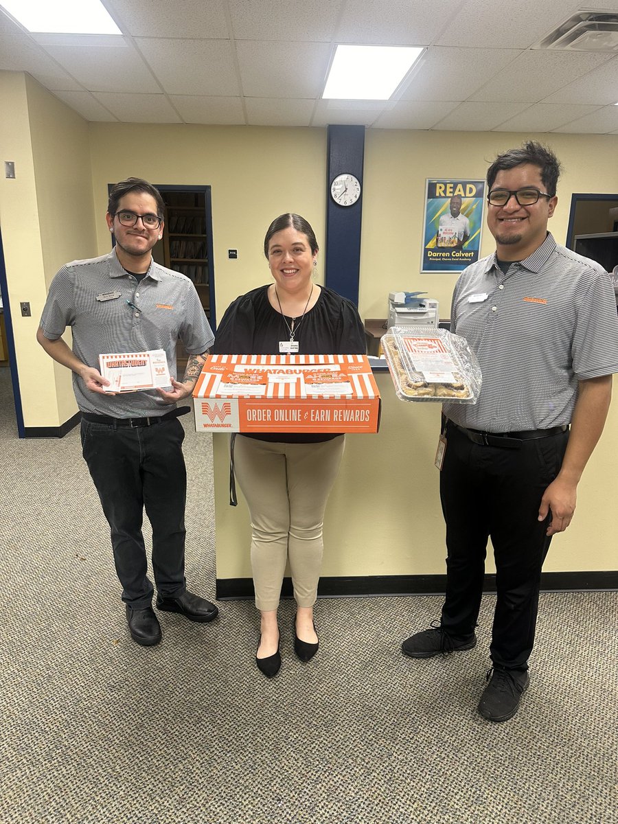 Irene L. Chavez Excel Academy (@nisdchavezexcel) on Twitter photo Thank you <a href="/Whataburger/">Whataburger®</a> store #315 for surprising our staff with lunch and for always supporting our campus! You all are THE BEST!🧡🍔 <a href="/NISD/">Northside ISD</a> <a href="/NISDCounseling/">NISD Counseling</a> <a href="/CISSanAntonio/">Communities in Schools of San Antonio</a> Thank you <a href="/Whataburger/">Whataburger®</a> store #315 for surprising our staff with lunch and for always supporting our campus! You all are THE BEST!🧡🍔 <a href="/NISD/">Northside ISD</a> <a href="/NISDCounseling/">NISD Counseling</a> <a href="/CISSanAntonio/">Communities in Schools of San Antonio</a>