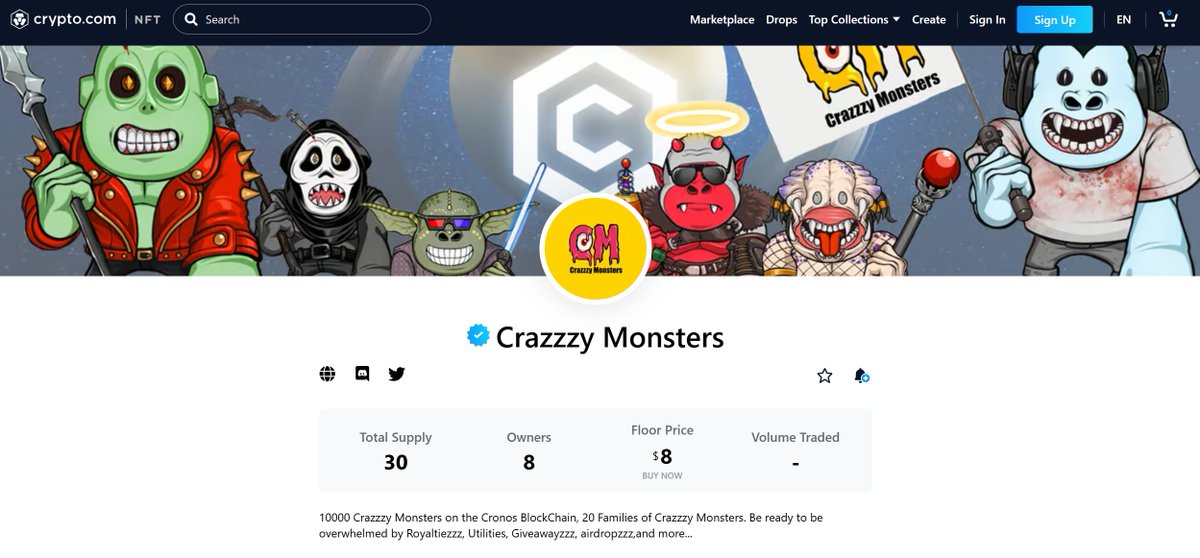 🚨 Exciting News! 🚨

Our Crazzzy Monsters: OG NFTs are now whitelisted on <a href="/cryptocomnft/">Crypto.com NFT</a>! 🎉 

You can buy, sell &amp; trade on CDC <a href="/cryptocom/">Crypto.com</a> , opening us up to a massive new audience. LFG! 💥👾 

Data from: <a href="/MintedNetwork/">Minted</a>

#NFT #CrazzzyMonsters #CryptoCom #LFG #crofam #FFTB