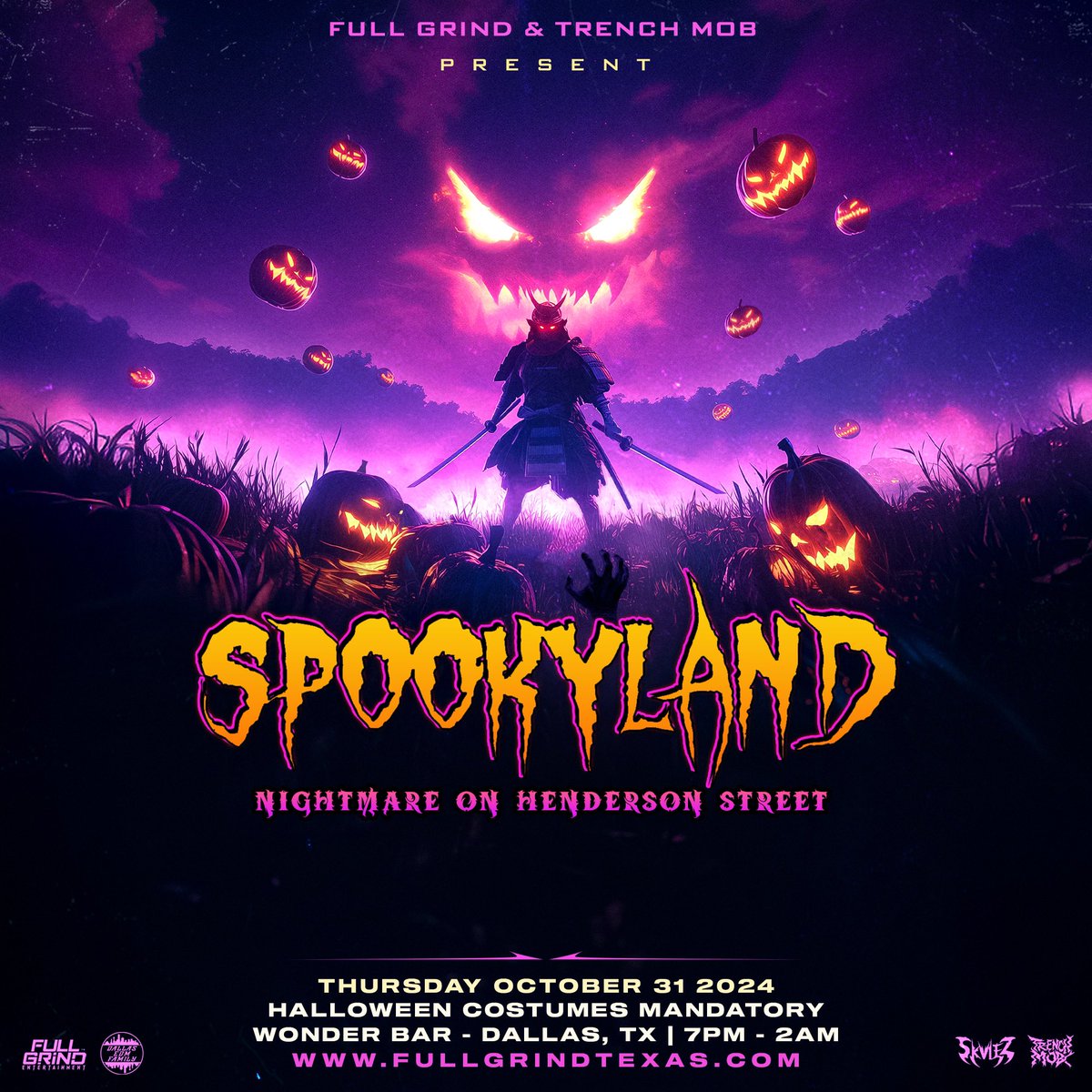 FullGrindTexas's tweet photo. ANNOUNCING:  #Spookyland Dallas 🎃 Nightmare on Henderson Street 👻🧟‍♂️😈

— Thursday, October 31st, 2024 —

• Wonder Bar Dallas | 7pm - 2am
• Halloween Costumes Mandatory
• Lineup To Be Announced… https://t.co/QJMAQa8Cl0
