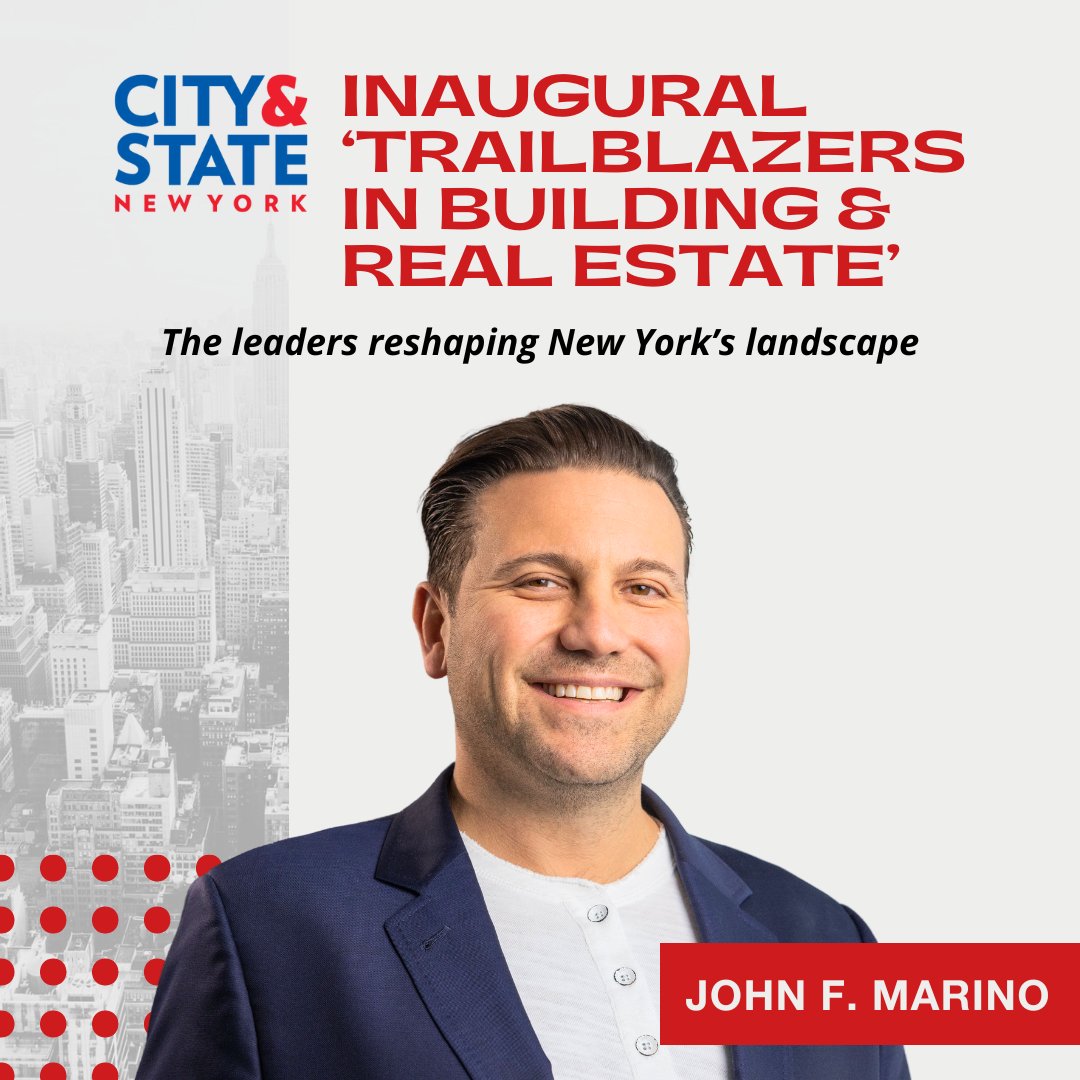 We’re proud to announce that our President, John  Marino, has been named to City &amp; State’s inaugural Trailblazers In Building &amp; Real Estate list! Congrats, John! 
 Full list: cityandstateny.com/power-lists/20…