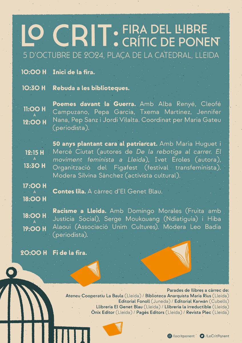 El 5 d'octubre torna la Fira del Llibre Crític de Ponent. Nosaltres hi serem. Vindreu?

<a href="/LoCritPonent/">Lo Crit</a> 
#Lleida
#Ponent
#LoCrit