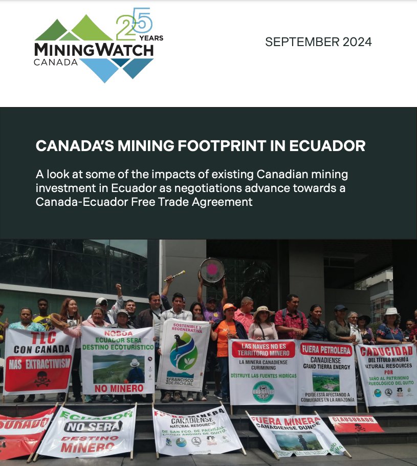 NEW: Canada’s harmful mining footprint in Ecuador

A look at the impacts of existing Canadian mining investment in Ecuador as negotiations advance towards a Canada-Ecuador Free Trade Agreement

Read our new brief📑shorturl.at/WOy6u