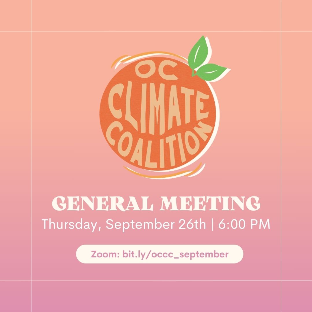 📅 Don't forget to join us at our meeting TOMORROW at 6:00 pm. 

🌟 This month's agenda includes hearing from Joel Robinson with the No on Orange Heights Campaign, reviewing where OC stands on #climate, and recapping a #cleanenergy win!

Zoom ➡️ bit.ly/occc_september
