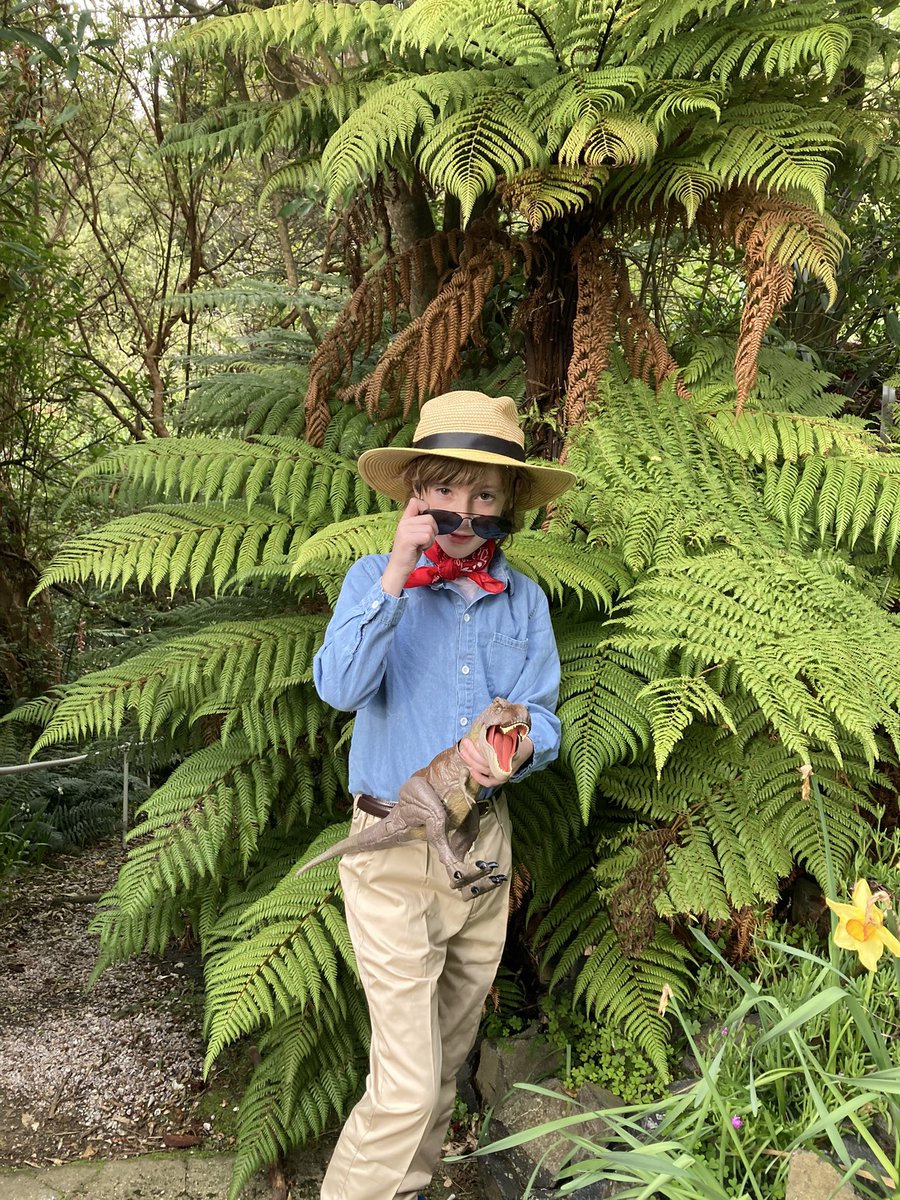 AngelaCuming's tweet image. Book Week is my Rugby World Cup and this year Charlie’s taken inspiration from @TwoPaddocks for his Jurassic Park costume. (Rexy went as Herself 🦖)
#bookweek #dunedin #nz #jurassicpark #DrAlanGrant