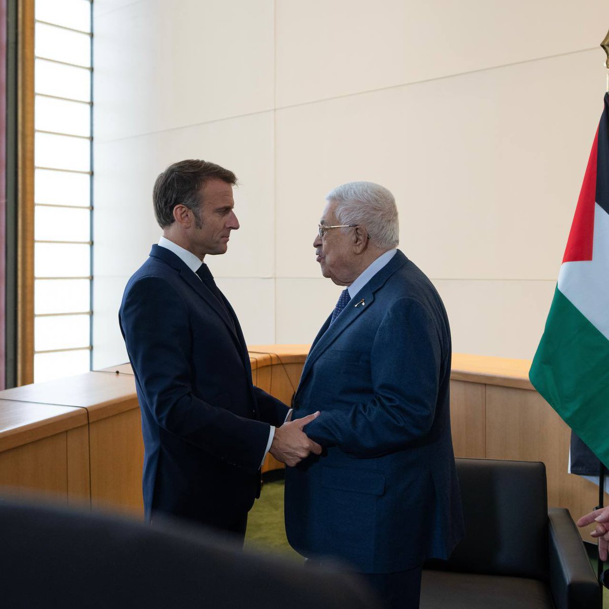 EmmanuelMacron's tweet photo. In Gaza and the West Bank, the human toll on civilian populations is intolerable.

An immediate and lasting ceasefire is the priority. It is the only way to free the hostages, protect civilians, and work towards a two-state political solution. https://t.co/iDghH8sK7I