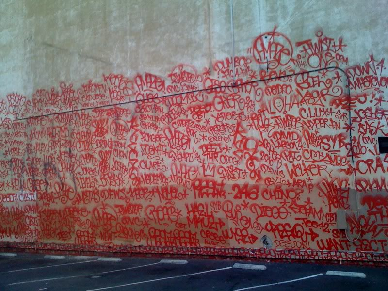 chrisopek's tweet photo. @adelebloch11 @justinboldaji @lakeshow_wess Ehhh... Not much.

Graffiti culture has the concept of 'roll calls' (pic included) where a bunch of tags go up in a single spot, as well as the concept of 'mobbing targets' (Euro passenger train missions on YouTube).

Although intimidating, the driver was not in danger. https://t.co/Bh8jE9UYJ5