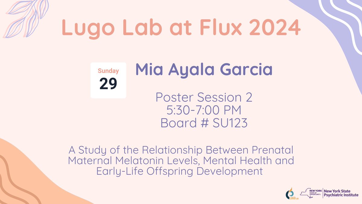 the_lugo_lab's tweet photo. Flux attendees! Be sure to stop by poster session 2 to see our RA Mia presenting work on prenatal sleep and offspring development! 🤰 https://t.co/v9if40P5PF