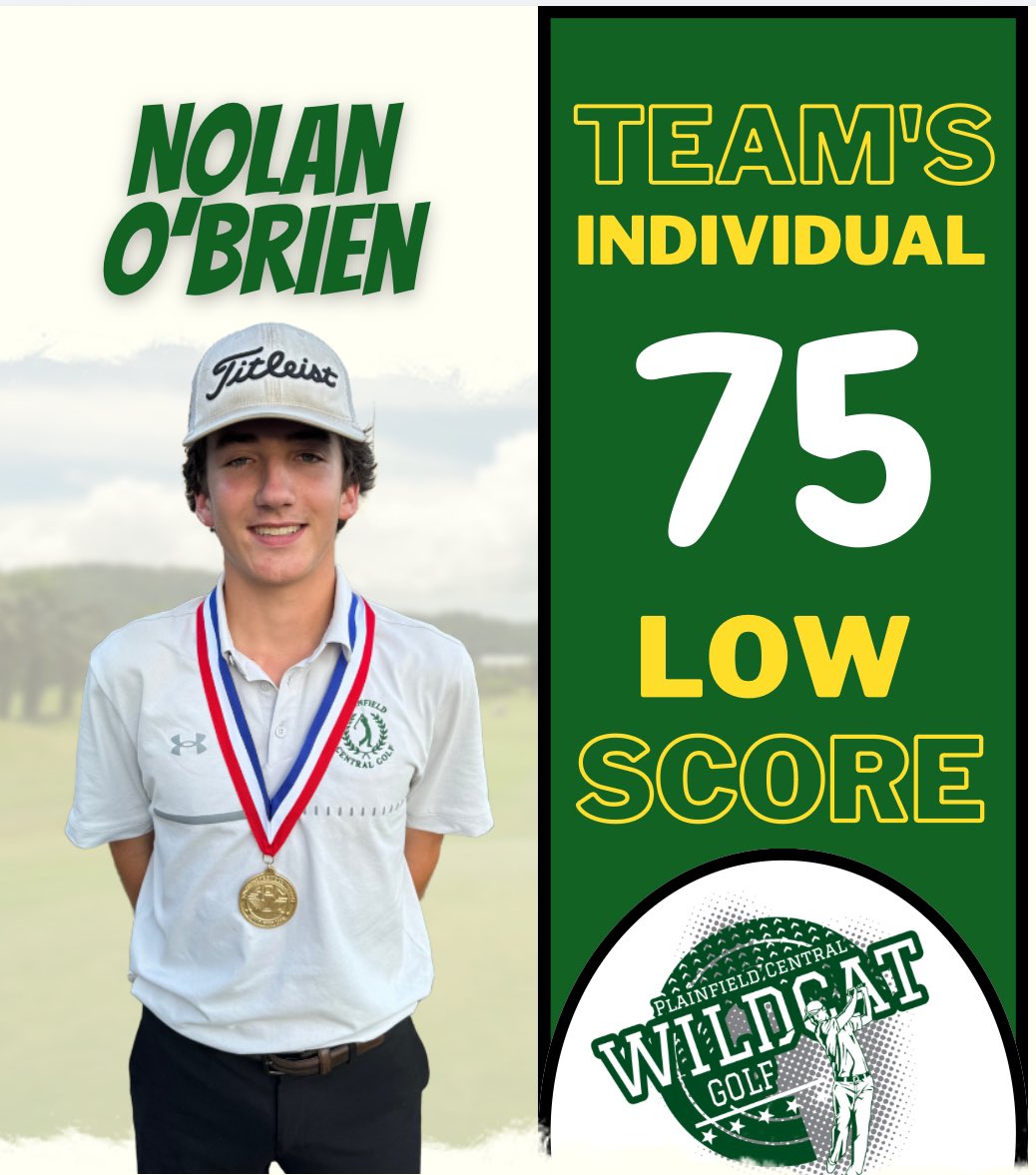 The boys golf team posted a season best 318 at today’s conference tournament!  The team was led by Nolan O’Brien and Kyle Perry who each posted a season best 75.  Meanwhile, Nolan O’Brien and Maddox Conner each earned All-Conference honors for the season!
<a href="/WildcatsPCHS/">Plainfield Central Wildcats Athletics</a>