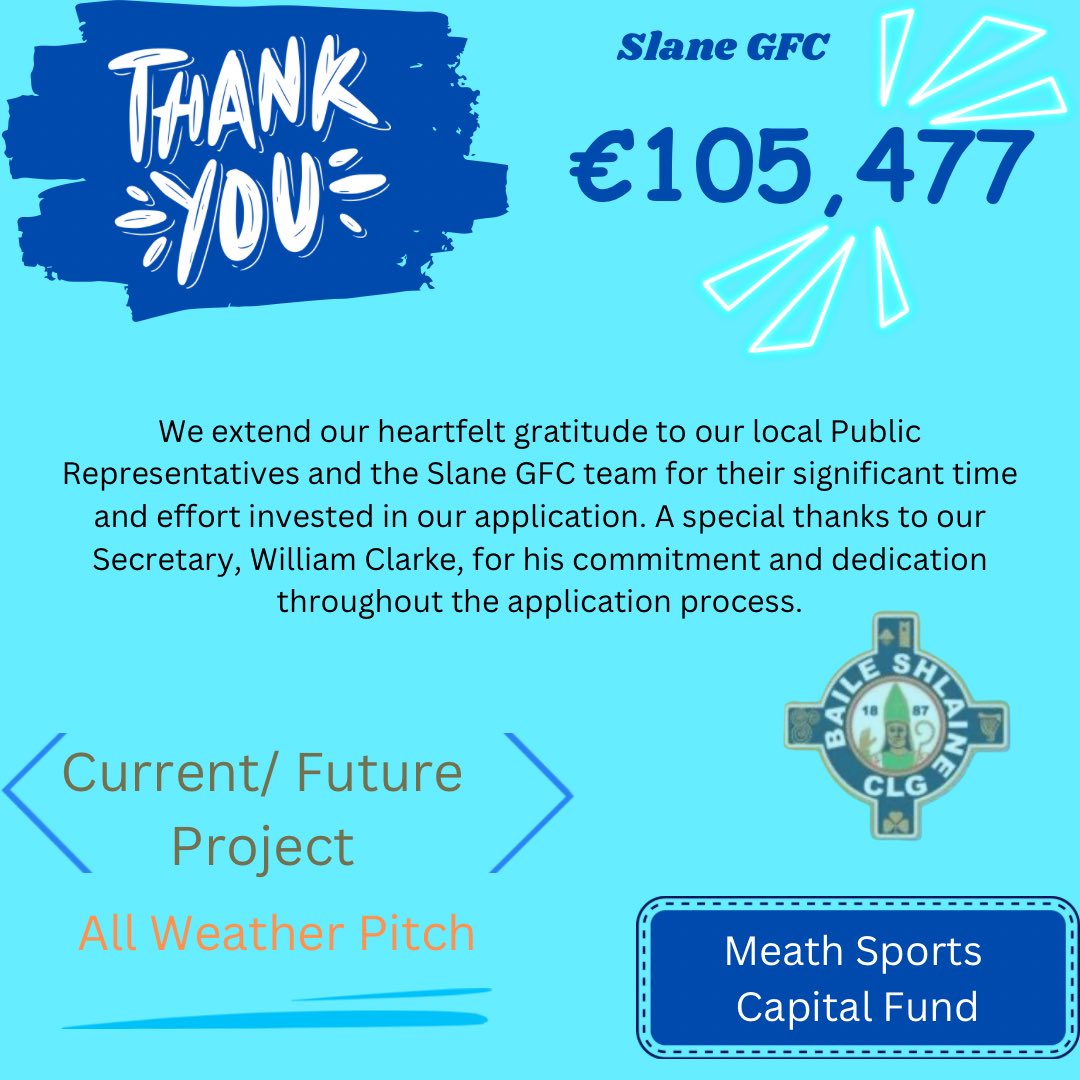 SlaneGFC's tweet image. We extend our heartfelt gratitude to our local Public Representatives and the Slane GFC team for their significant time and effort invested in our application. A special thanks to our Secretary, William Clarke, for his commitment and dedication throughout the application process.