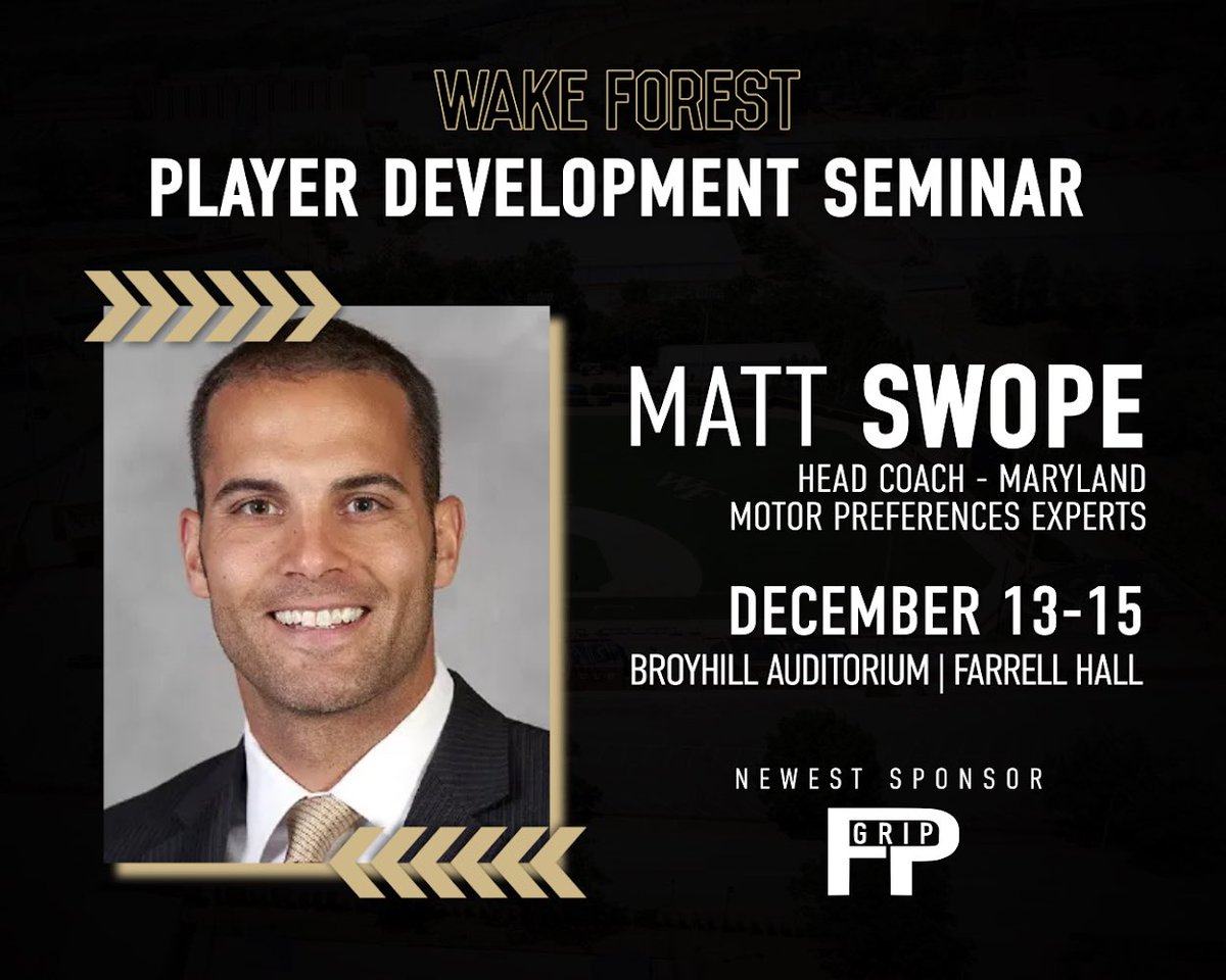 SPEAKER ANNOUNCEMENT!

Matt Swope
Head Coach at the University of Maryland
Founder, Motor Preference Experts

Get your tickets now for December 13-15th⬇️
…ayerdevelopmentseminar.totalcamps.com/shop/EVENT