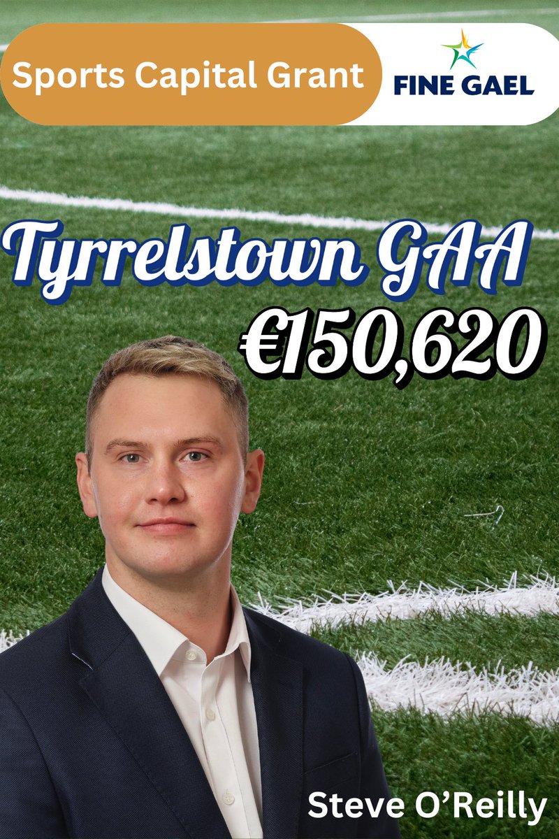 Steve0Reilly's tweet photo. Great to see investments in sports. Congratulations to Tyrrelstown GAA in  receiving €150,620 of the Sports Capital
Funding. Allowing Tyrrelstown GAA to begin the development of new pitches and club-house in Hollystown.
This is a fantastic start to the development of facilities. https://t.co/KsslDfkkif