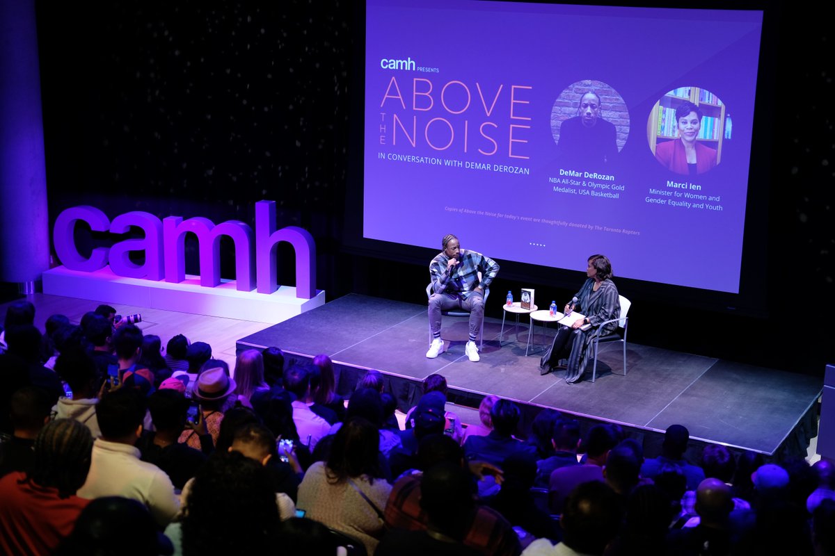 CAMHnews's tweet photo. We extend our heartfelt gratitude to @DeMar_DeRozan  and @MarciIen for an inspiring conversation with Black youth at CAMH.

DeMar’s openness about #mentalhealth in his memoir "Above the Noise" is breaking barriers &amp; changing lives.

Thank you for your advocacy and authenticity!🙏 https://t.co/Ftu3weztCc
