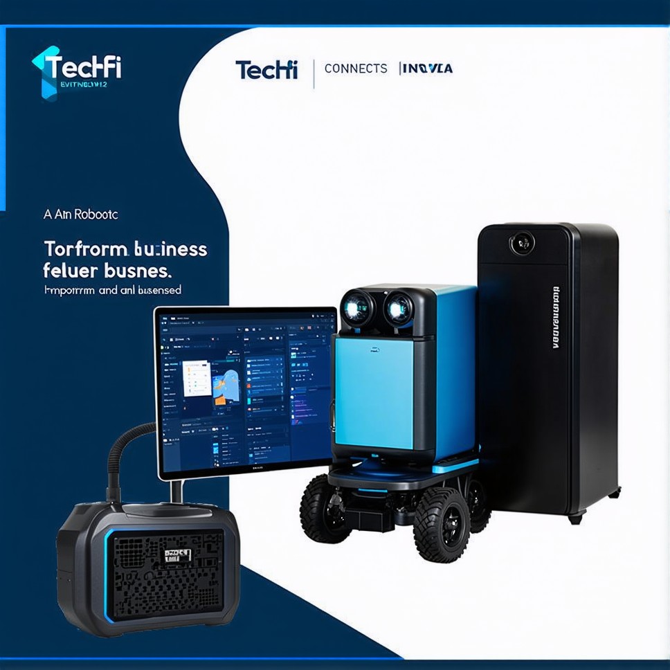 techficorp's tweet image. Struggling to integrate AI-powered Robotics into your business? At Techfi, we specialize in cutting-edge solutions that make future tech accessible for small and medium businesses. Transform your operations with our expertise. Connect with us today! #AI #Robotics #Techfi