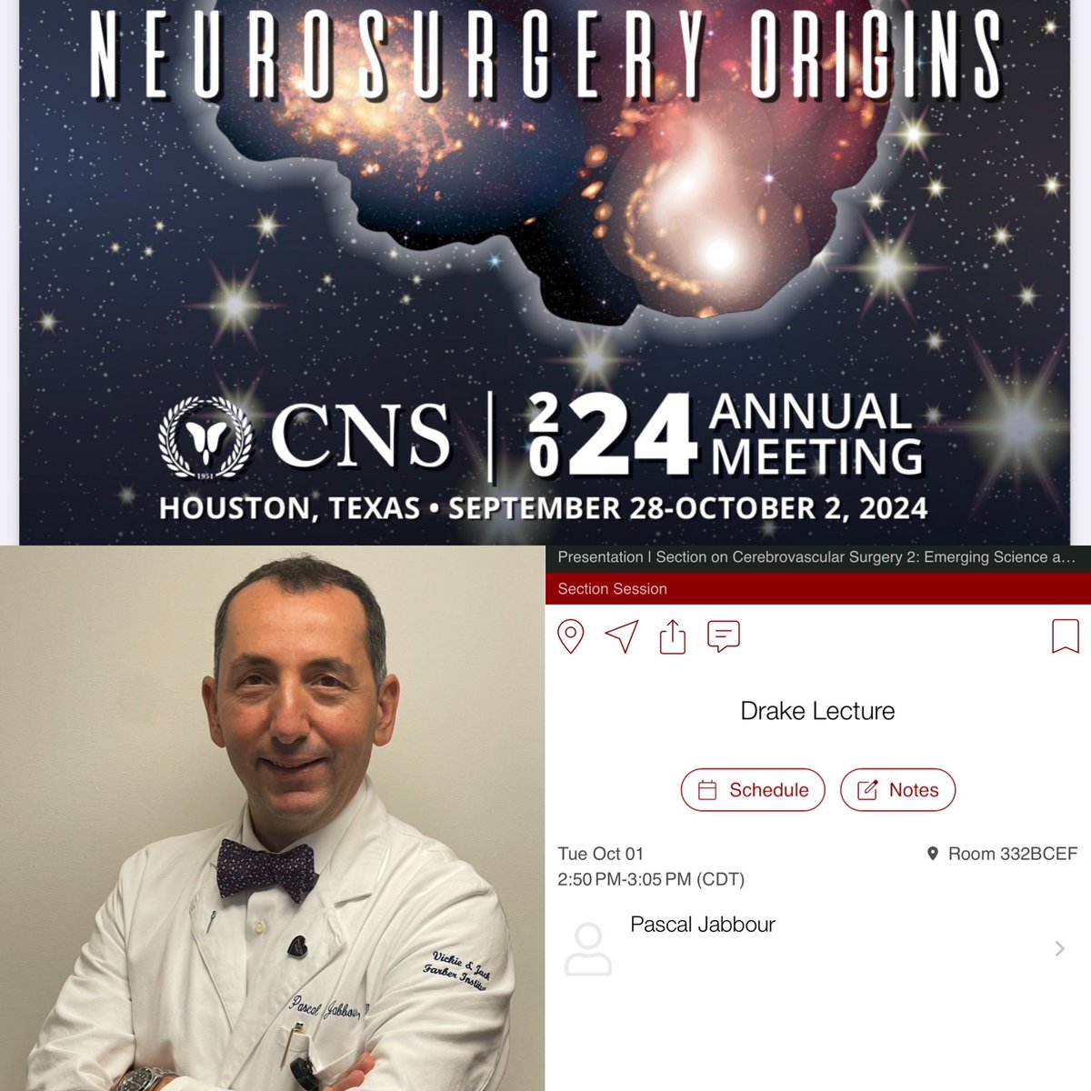 Pascal Jabbour MD, FAANS, FACS, FAHA (@pascaljabbourmd) on Twitter photo It is my great honor and pleasure to be delivering the Drake Lecture at the CNS annual meeting in Houston on Tuesday Oct 1st @ 14:50 <a href="/CNS_Update/">CNS</a> <a href="/cvsection/">CV Section</a> <a href="/SNISinfo/">SNIS Info</a> <a href="/svinsociety/">SVIN</a> <a href="/TJUHNeurosurg/">Jefferson Neurosurgery</a> <a href="/NeuroatJeff/">Jefferson Health Neuroscience</a> <a href="/JeffersonUniv/">Thomas Jefferson University</a> <a href="/TJUHospital/">Jefferson Health</a> It is my great honor and pleasure to be delivering the Drake Lecture at the CNS annual meeting in Houston on Tuesday Oct 1st @ 14:50 <a href="/CNS_Update/">CNS</a> <a href="/cvsection/">CV Section</a> <a href="/SNISinfo/">SNIS Info</a> <a href="/svinsociety/">SVIN</a> <a href="/TJUHNeurosurg/">Jefferson Neurosurgery</a> <a href="/NeuroatJeff/">Jefferson Health Neuroscience</a> <a href="/JeffersonUniv/">Thomas Jefferson University</a> <a href="/TJUHospital/">Jefferson Health</a>