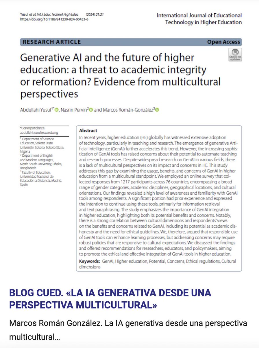 cued_'s tweet photo. #blogCUED Marcos Román, @elpsycomago presents his publication on Generative AI and the future of Higher Education from multicultural perspectives, a hot topic https://t.co/xIDgncKMsz https://t.co/Ml6N78FTEd