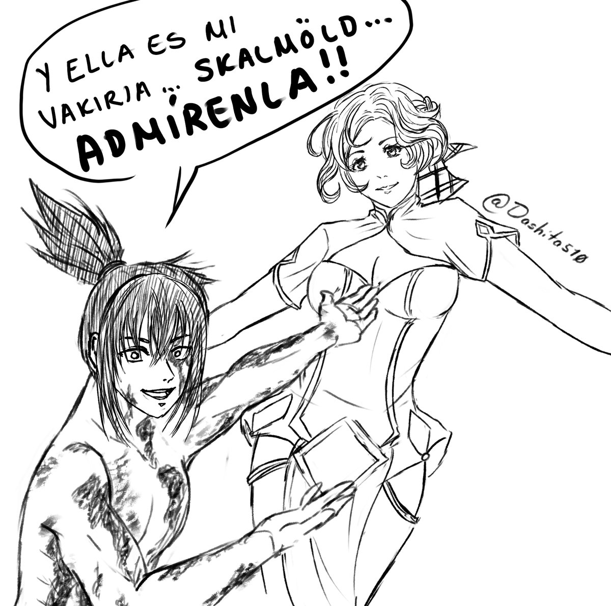 Se supone que debería estar terminando una comisión, pero es que no pude resistirme a dibujar a la nueva valkiria 😍♥ por eso hice solo un boceto feo c':