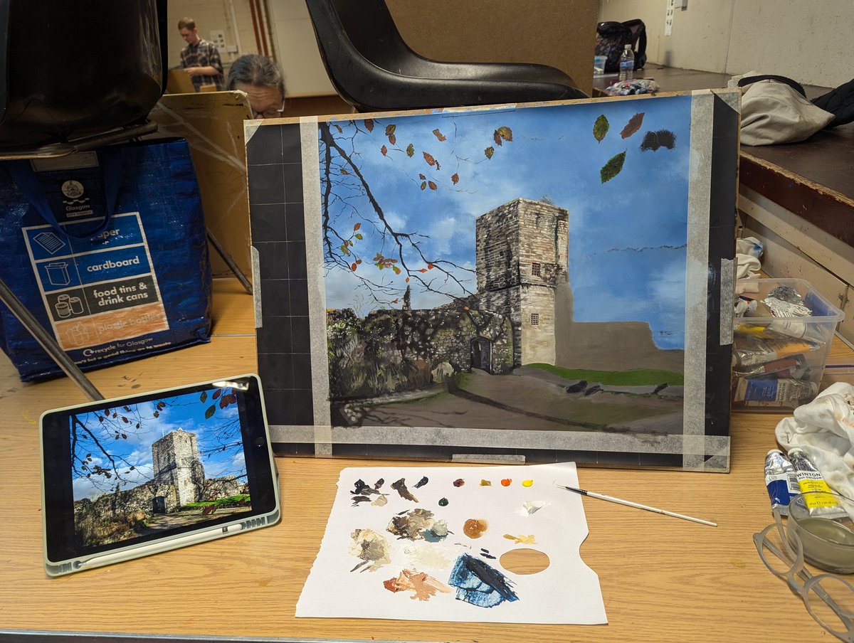 Painting of Mugdock Castle nearing completion. Lots and lots of stone!