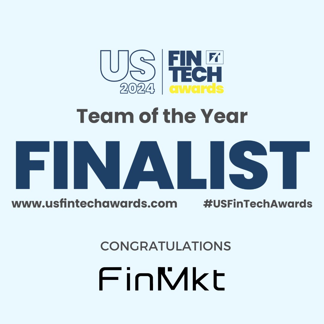 We are excited to announce that FinMkt has been shortlisted as a finalist for the US FinTech Awards Team of the Year! 🎉
#USFinTechAwards #Fintech #FinMkt #teamwork