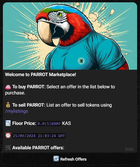 kasparrot6969's tweet image. 🎉 Check it out! 🎉

Our banner is now live at the Marketplace on the @KsprBot! 🚀 Head over and take a look – it’s just the beginning of exciting things to come! 🔥

#KSPR #BannerLive #StayTuned #KRC20 #Kaspa