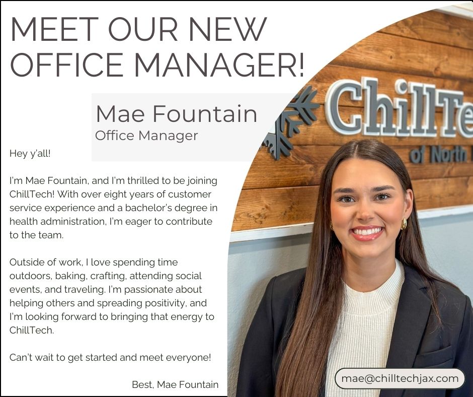 Chilltechnf's tweet image. Everyone at ChillTech is excited to introduce our new office manager, Mae! We’re thrilled to have her join the team and look forward to the positive energy and organization she’ll bring. Welcome aboard, Mae!