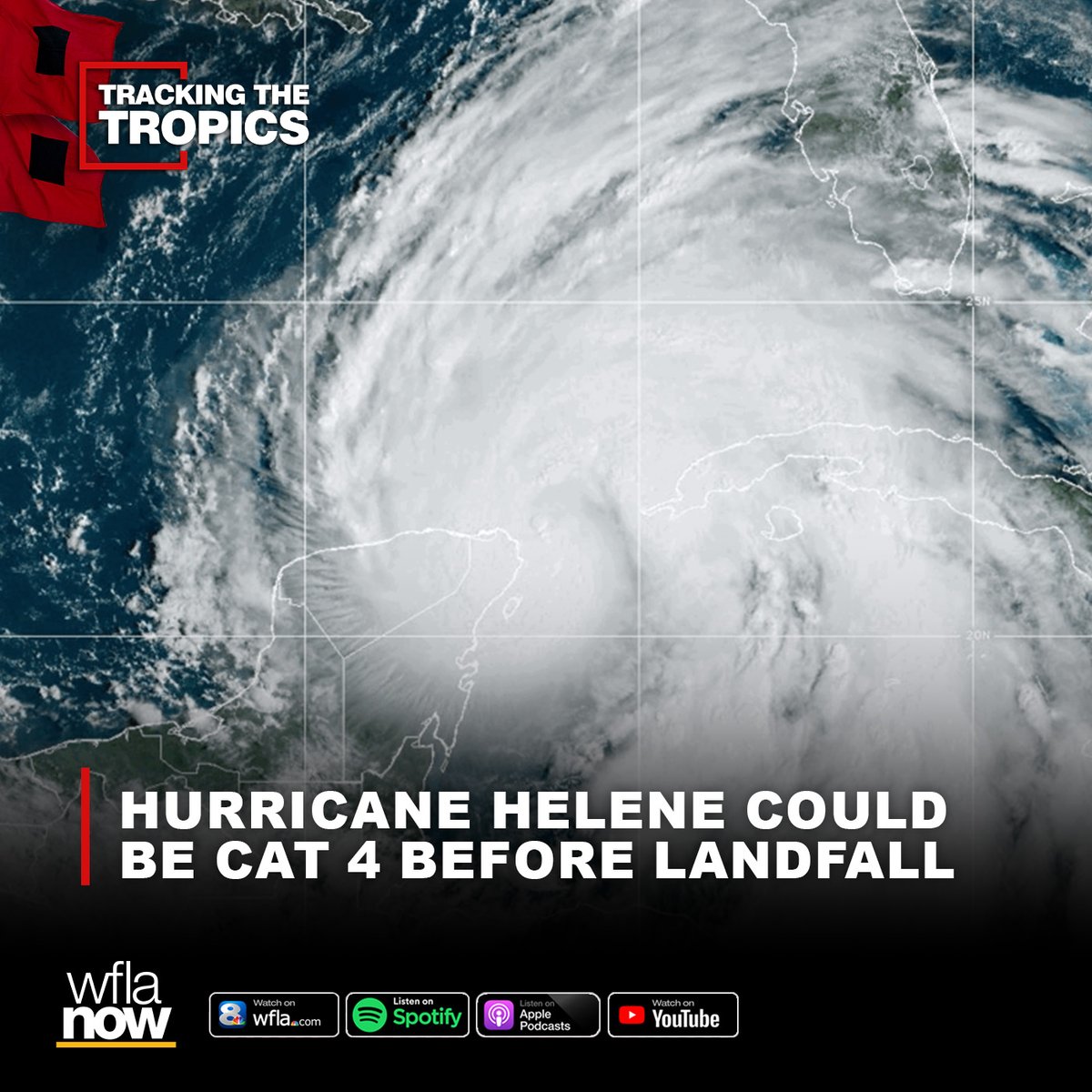 #BREAKING Hurricane Helene is now projected to reach category 4 strength before making landfall in Florida. Read the latest: bit.ly/4gG8Dew