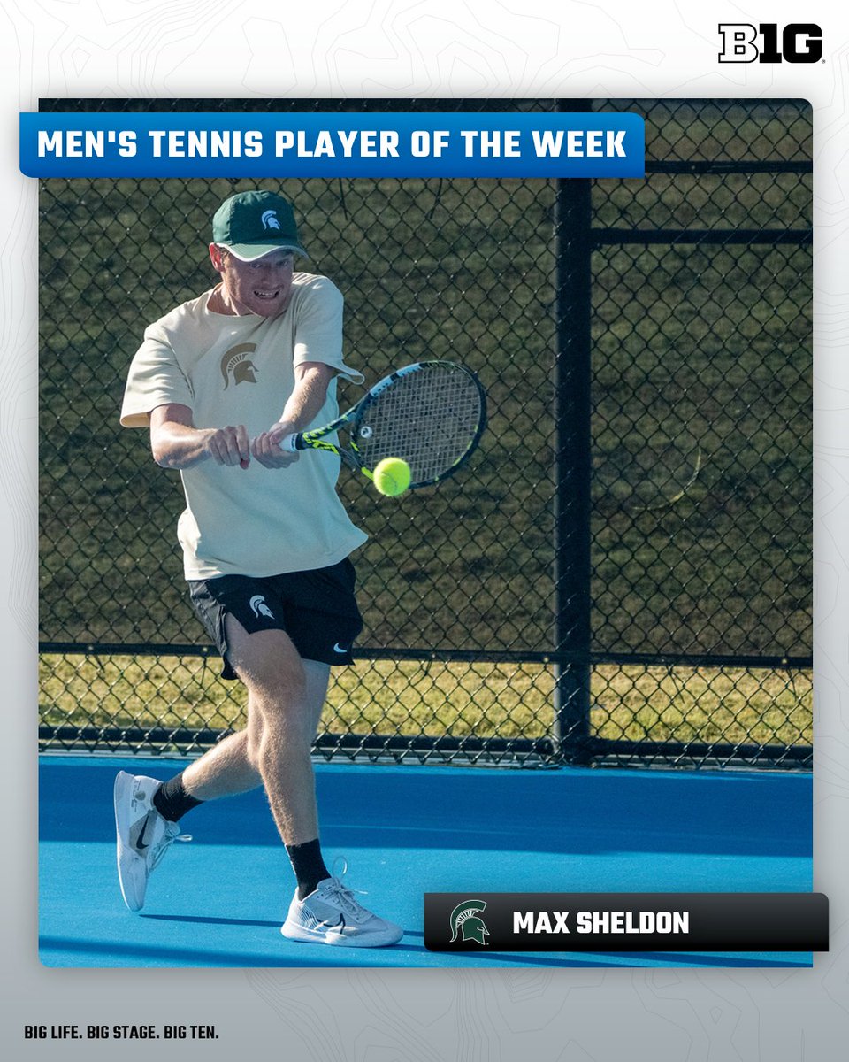 bigten's tweet image. Max Sheldon of @MSU_MTennis has been named #B1GMTennis Player of the Week.

🔗 bit.ly/3XXK59O