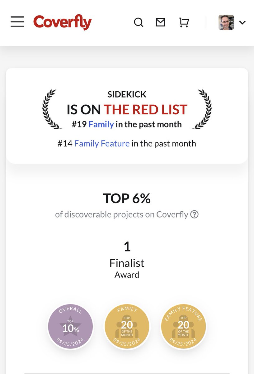 Michael Lee Barlin 🇺🇦 (@mleebarlin) on Twitter photo Honored that SIDEKICK is now a Semifinalist in Final Draft’s Big Break Screenplay Contest! I love FD but never placed in this contest before. Feels extra special. And the contest pushed SIDEKICK onto The Red List on Coverfly as #14 in Family Features. <a href="/finaldraftinc/">Final Draft</a> #Coverfly Honored that SIDEKICK is now a Semifinalist in Final Draft’s Big Break Screenplay Contest! I love FD but never placed in this contest before. Feels extra special. And the contest pushed SIDEKICK onto The Red List on Coverfly as #14 in Family Features. <a href="/finaldraftinc/">Final Draft</a> #Coverfly