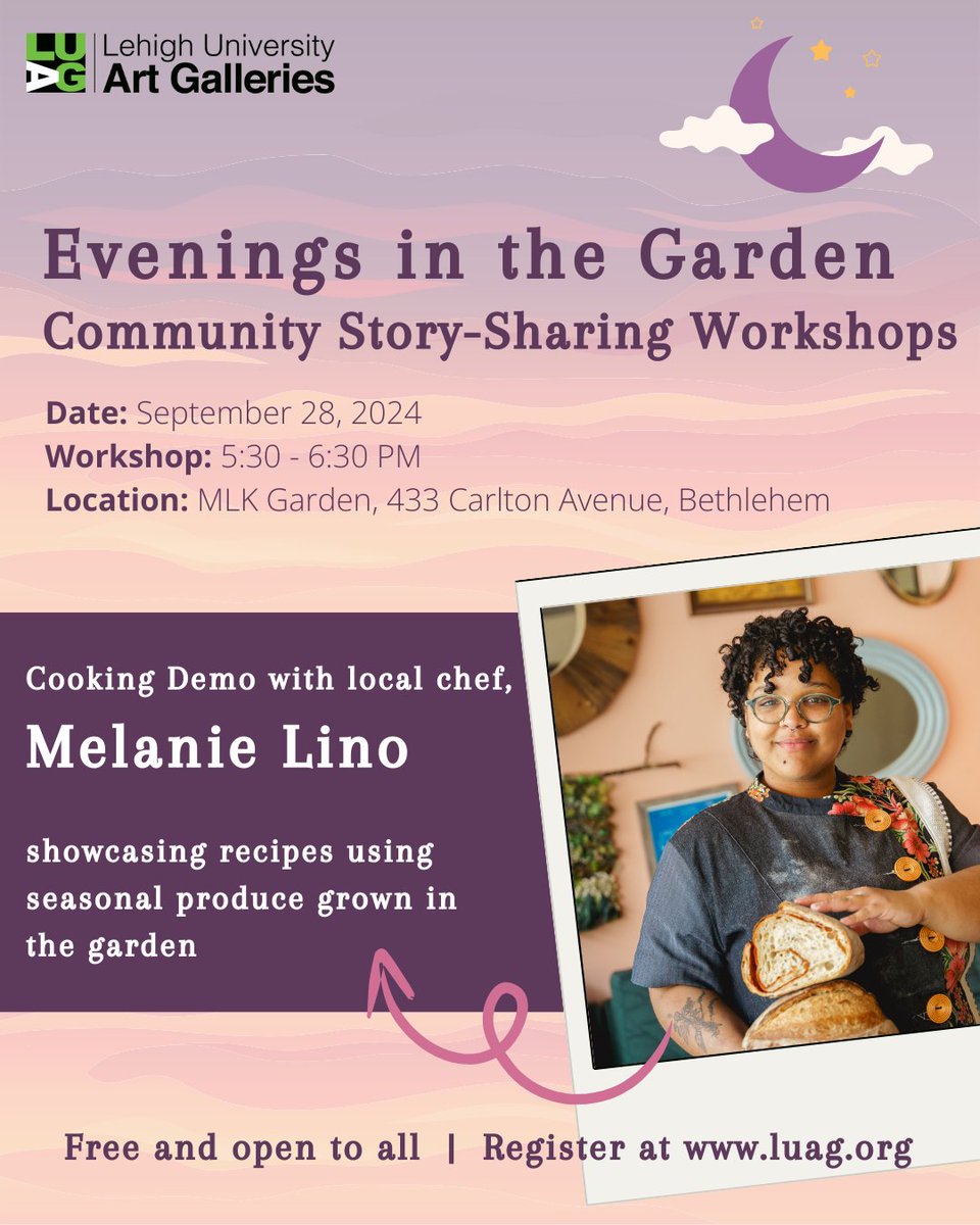 FREE and all are welcome✨
THIS Saturday, September 28
5:30-7:30 pm
MLK Garden, Carlton Ave, South Bethlehem

What better way to close one season and welcome the next than with a garden P A R T Y?

More info and register at LUAG.org/events