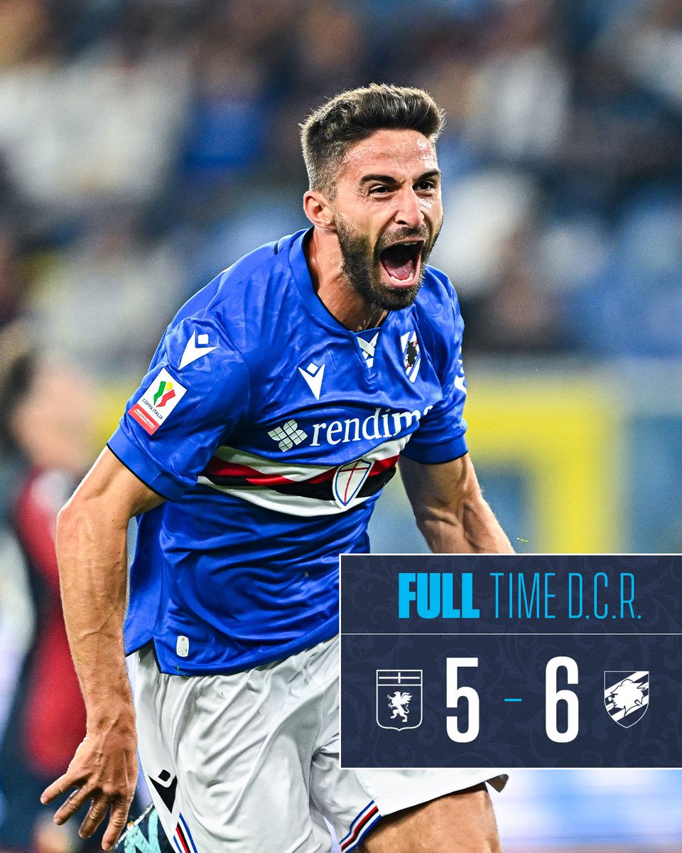 ⏹️ | FULL TIME

Ancora una volta, come spesso accade, facciamo nostro il derby della Lanterna.

#GenoaSamp 5⃣-6⃣ d.c.r. | #CoppaItaliaFrecciarossa

#ForzaDoria 🔵⚪️🔴⚫️⚪️🔵